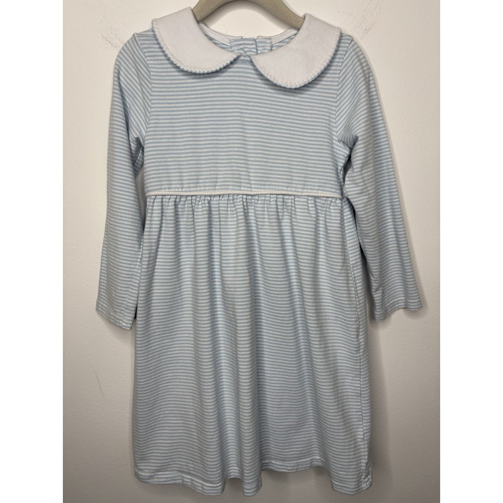 Trotter Street Kids Girls Dress Size 3 Blue White Striped Peter Pan Collar Twee